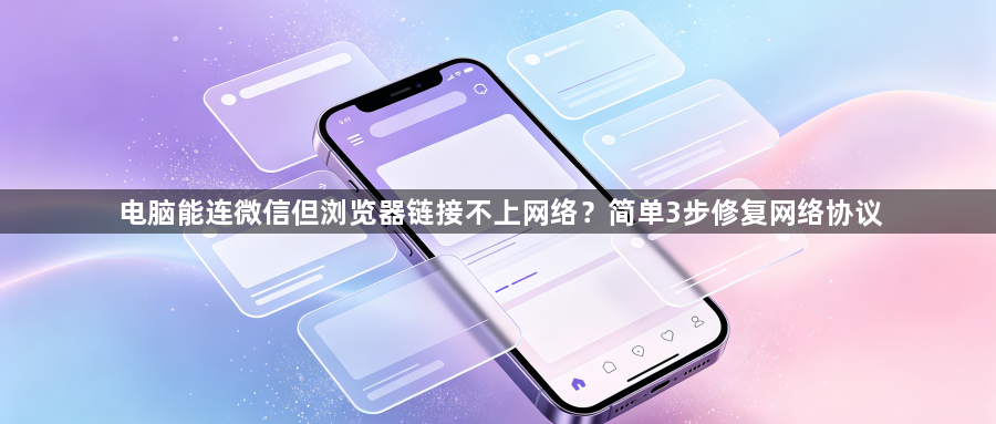 电脑能连微信但浏览器链接不上网络?简单3步修复网络协议1