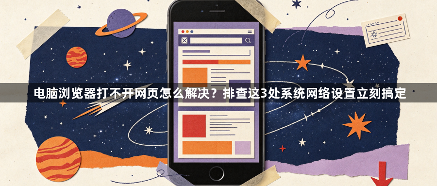 电脑浏览器打不开网页怎么解决?排查这3处系统网络设置立刻搞定1