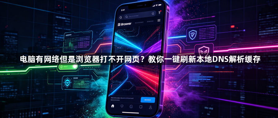 电脑有网络但是浏览器打不开网页?教你一键刷新本地DNS解析缓存1